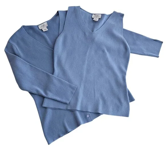 Ann Taylor Loft Cardigan & Sleeveless Top Set | Pre-Loved | XS | Bluish Gray - Picture 2 of 16